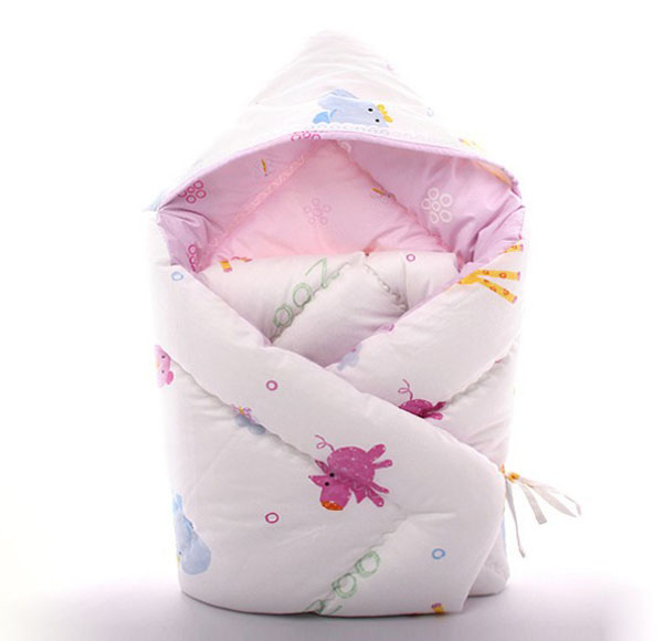 堡嬰寶粉色卡通豬嬰兒抱被