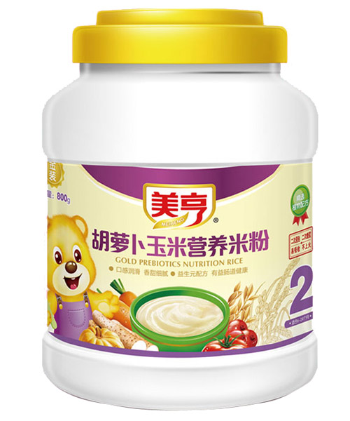 美亨800g桶裝胡蘿卜玉米營養(yǎng)米粉2段