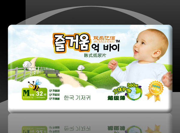 歡樂億佰韓式紙尿片(M中號32片)