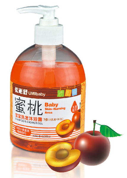 優(yōu)米舒蜜桃寶寶洗發(fā)沐浴露二合一