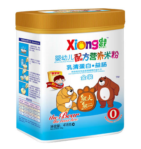 熊大熊二乳清蛋白益腸嬰幼兒營養(yǎng)米粉