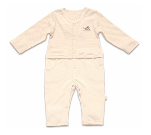 本色源鑲拼連衣褲