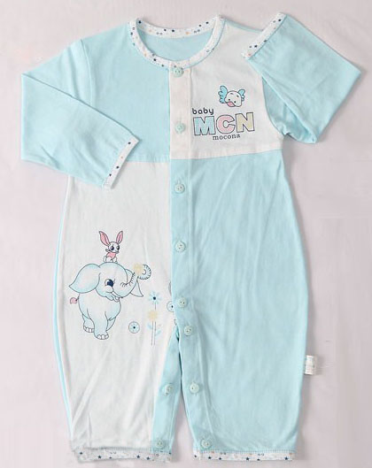 摩可拿藍(lán)色小象新款寶寶連體衣