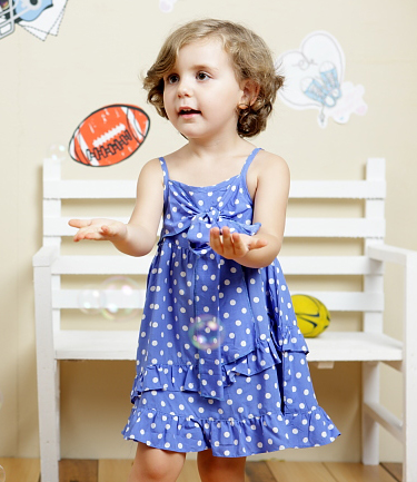 丑丑時尚童裙藍色