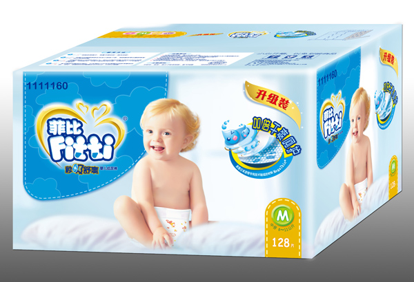 菲比秒吸舒爽嬰兒紙尿褲M128片