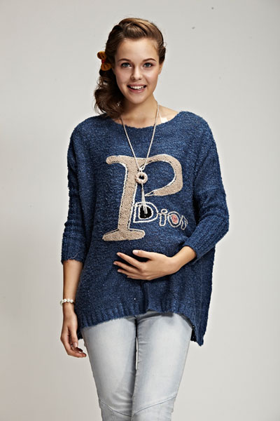 添茜深藍針織孕婦服