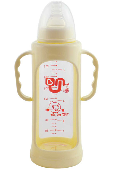 優(yōu)恩標(biāo)口防摔防爆玻璃奶瓶240ml