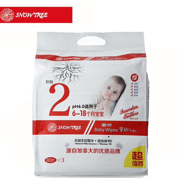 snowtree雪樹嬰幼兒濕巾2段大80×3