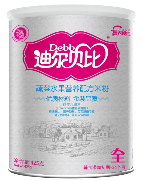 迪爾貝比蔬菜水果營養(yǎng)配方米粉聽裝