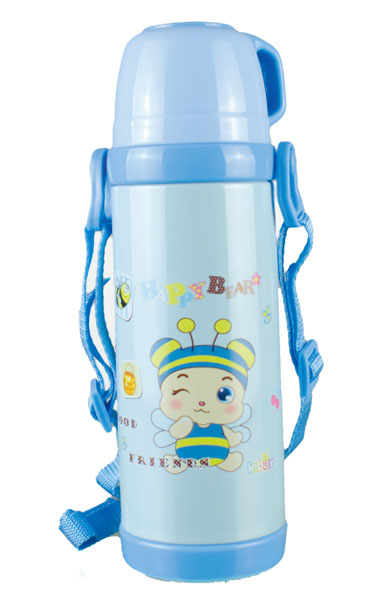 樂蓓藍色背帶卡通保溫水杯