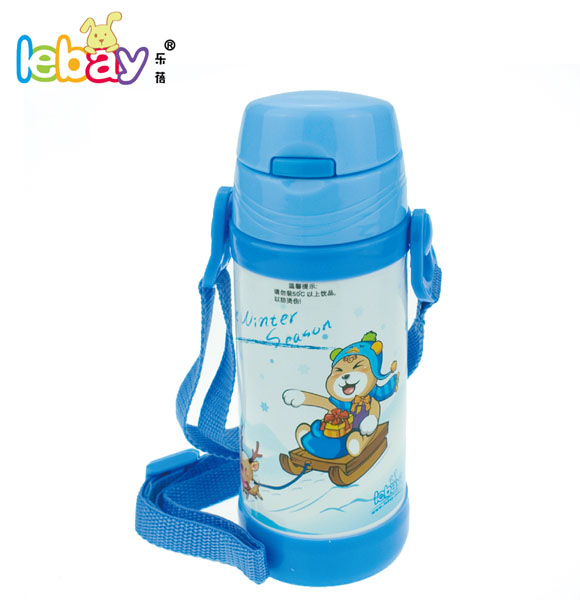 樂蓓藍色標(biāo)口卡通實用保溫水杯