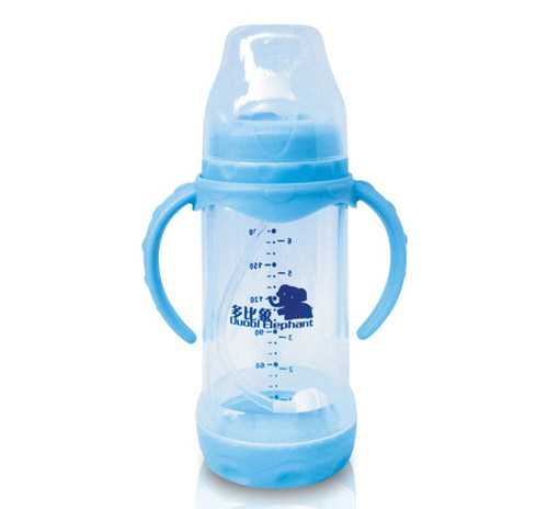 多比象帶手柄嬰兒奶瓶藍色