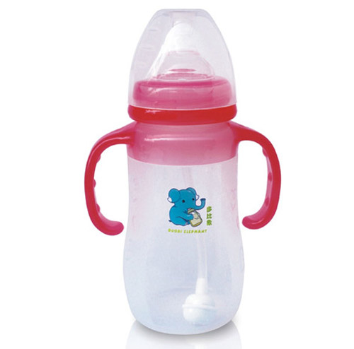 多比象帶柄嬰兒自動奶瓶粉色