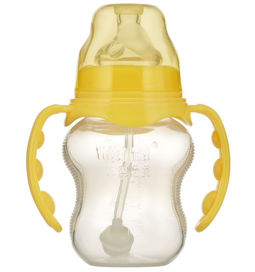 嬰之美寬口雙耳自動葫蘆PP奶瓶210ML黃色