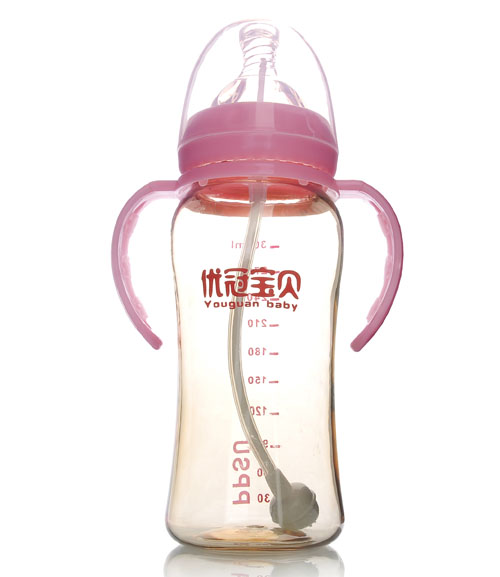 優(yōu)冠寶貝PPSU寬口帶柄自動(dòng)奶瓶300ml紅色