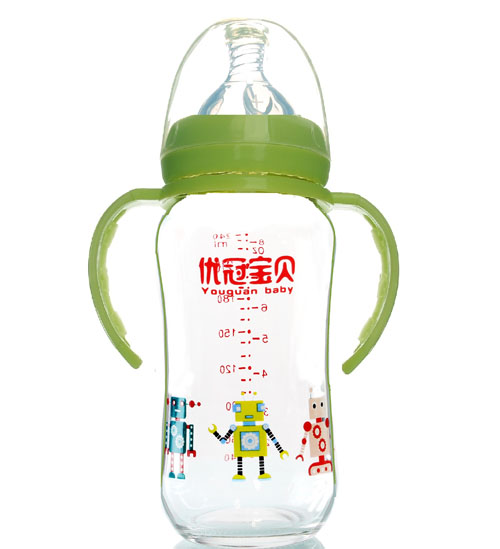 優(yōu)冠寶貝鈦金玻璃奶瓶240ml綠色