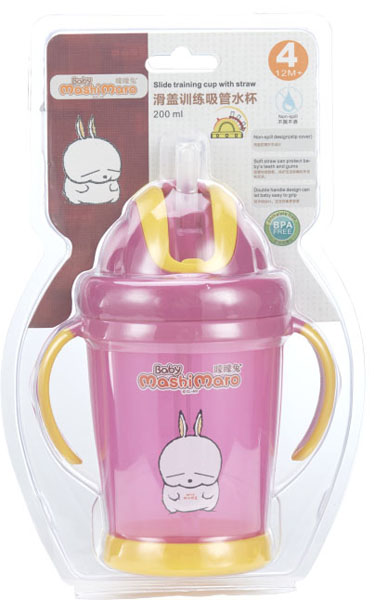 矇矇兔紫色滑蓋訓練吸管杯