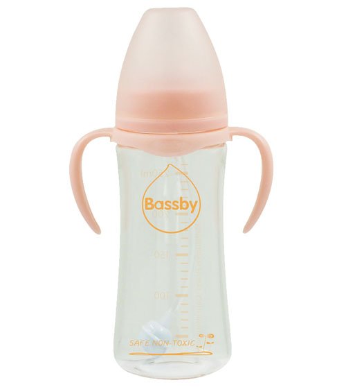 貝斯比寬口弧形晶鉆玻璃奶瓶240ml紅色