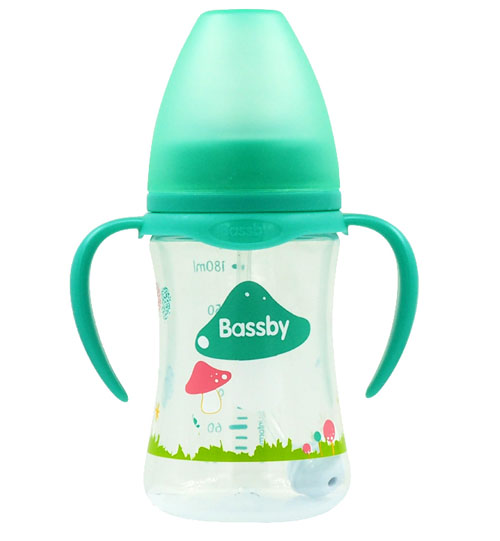 貝斯比寬口弧形PP自動奶瓶180ml綠色