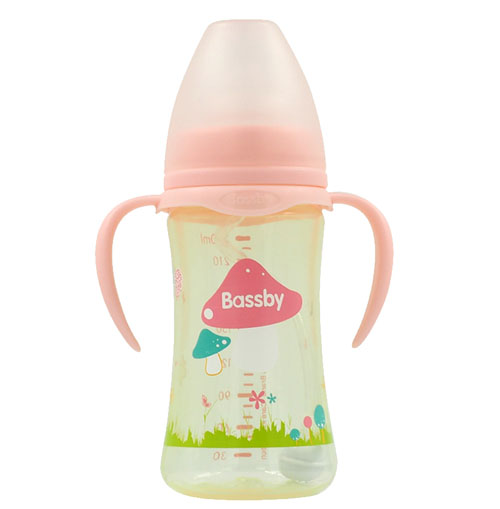 貝斯比寬口弧形PP納米銀奶瓶230ml紅色