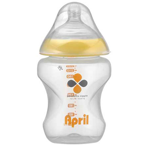 愛(ài)普麗大口徑奶瓶240ml黃色