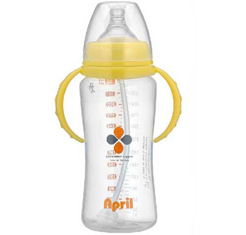 愛普麗寬口弧形奶瓶360ml黃色