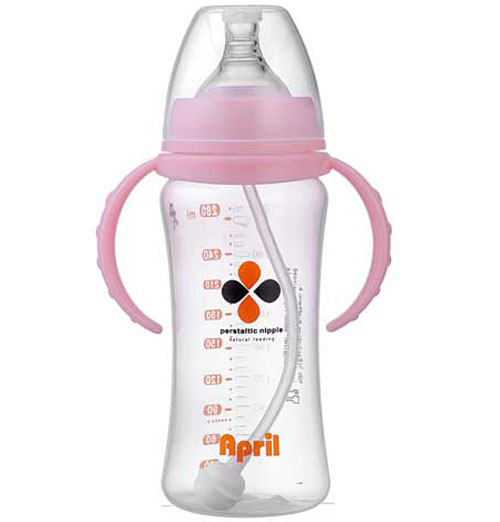 愛普麗寬口弧形奶瓶280ml粉色