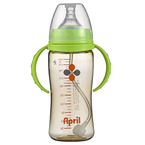 愛普麗PPSU寬口弧形奶瓶300ml綠色