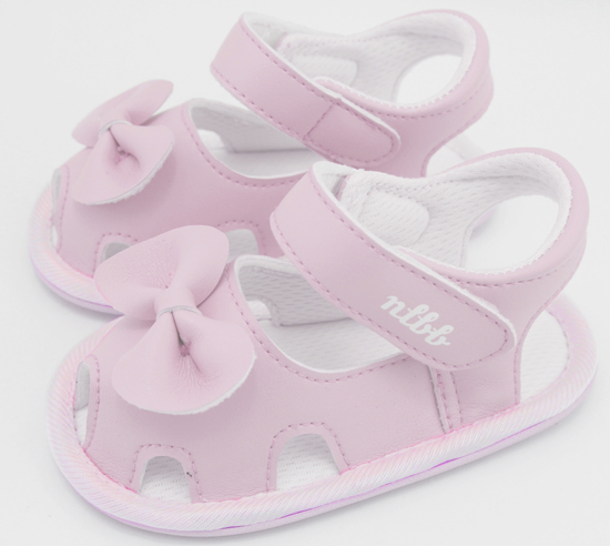 娜拉寶可愛蝴蝶結(jié)嬰兒鞋粉紅色