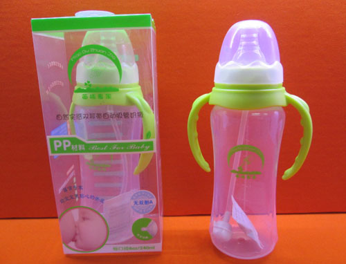 苗哺專家8安標口雙耳帶自動吸管pp奶瓶