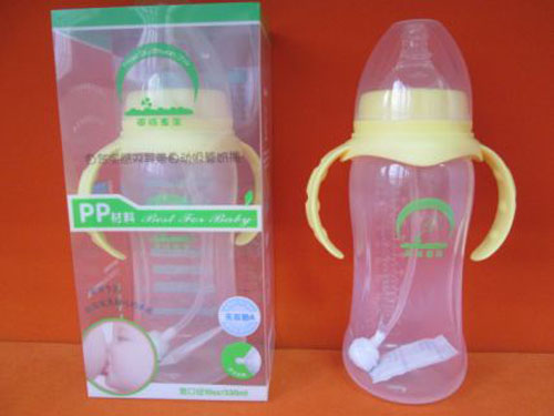 苗哺專(zhuān)家寬口雙耳帶自動(dòng)吸管pp奶瓶330ml