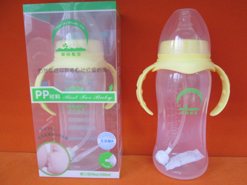 苗哺專家寬口雙耳自動吸管pp奶瓶330ml
