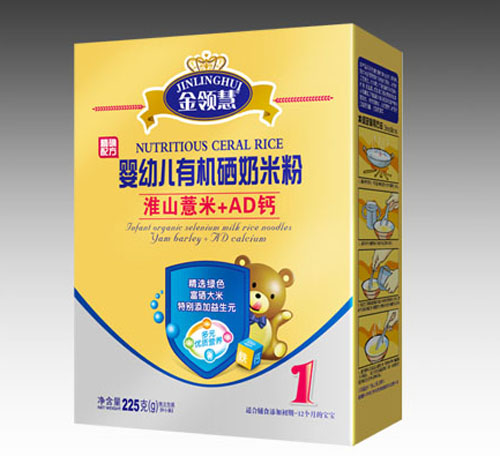 金領(lǐng)慧淮山薏米+AD鈣嬰幼兒有機(jī)硒米粉1段盒裝