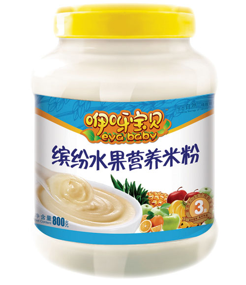 咿呀寶貝繽紛水果營(yíng)養(yǎng)米粉(桶裝藍(lán)色)3段