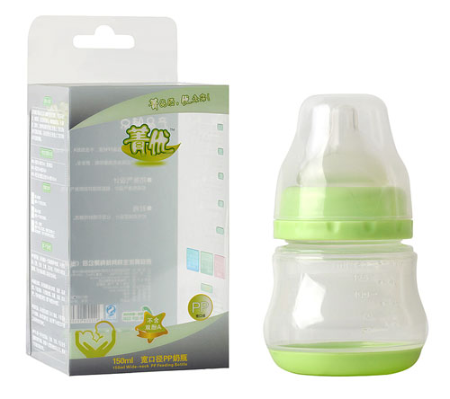 菁優(yōu)寬口徑PP奶瓶150ml綠色