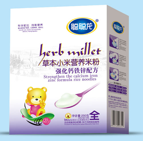 聰聰龍強(qiáng)化鈣鐵鋅配方草本小米米粉全段盒裝