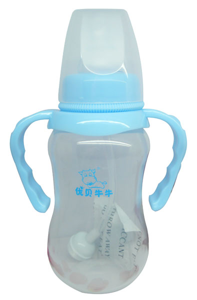 優(yōu)貝牛牛藍色標(biāo)口雙柄全自動PP奶瓶180ml