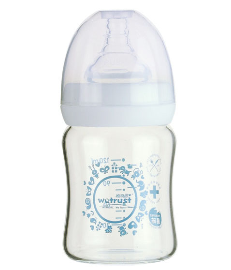 惟特思白色晶鉆玻璃印花奶瓶120ml(無把手)