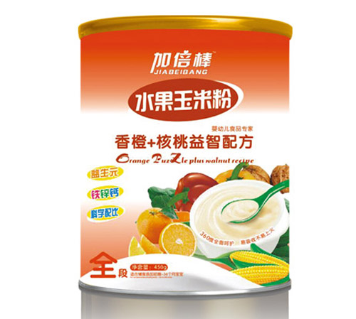 加倍棒香橙核桃益智水果玉米粉全段