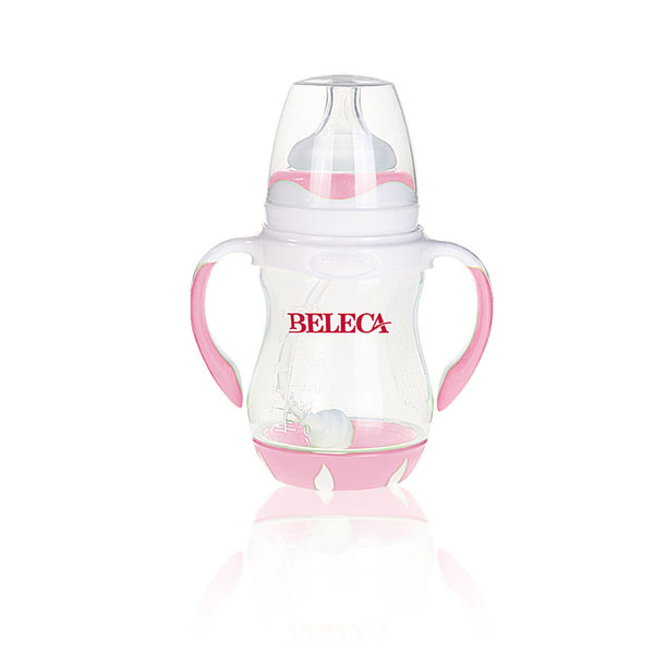貝樂嘉粉色標(biāo)口嬰兒弧形奶瓶