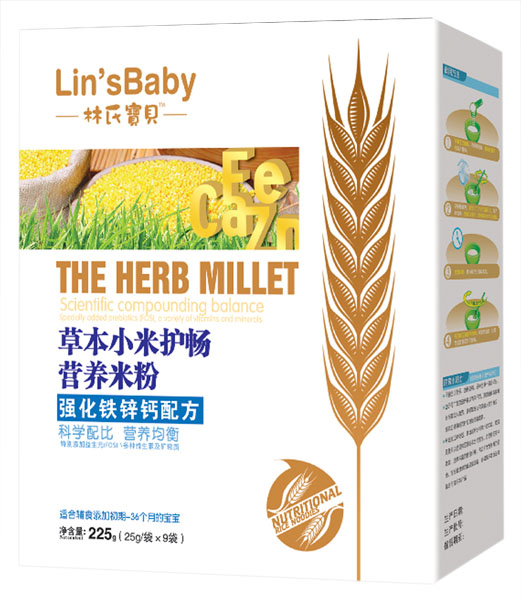 林氏寶貝強(qiáng)化鐵鋅鈣草本小米護(hù)暢米粉盒裝