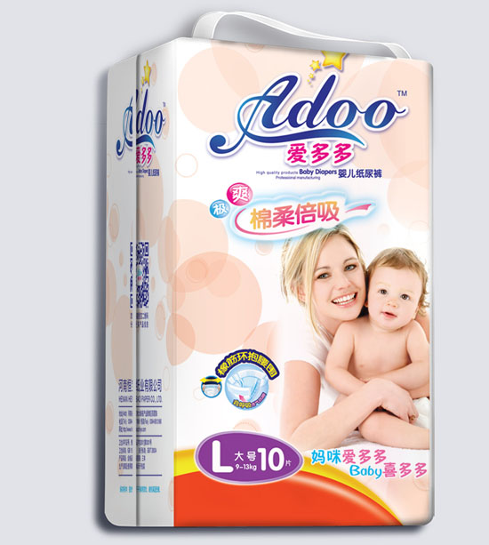 愛(ài)多多棉柔倍吸嬰兒紙尿褲L碼10片