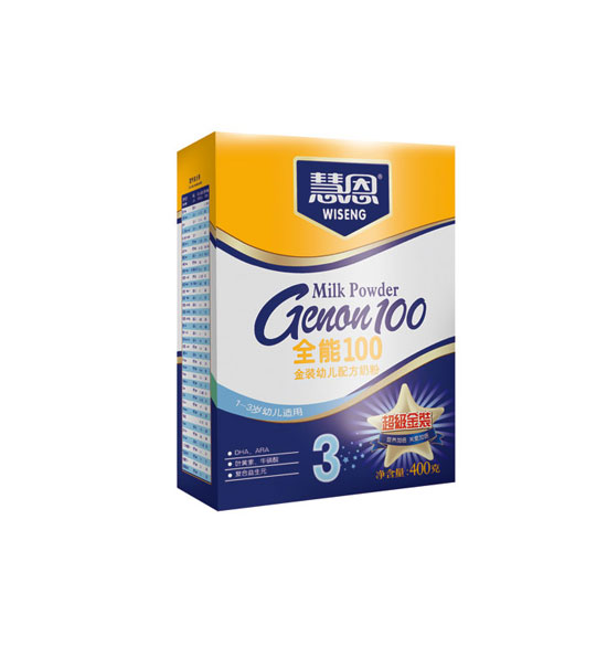慧恩全能100超級(jí)金裝幼兒配方奶粉(盒裝400克)