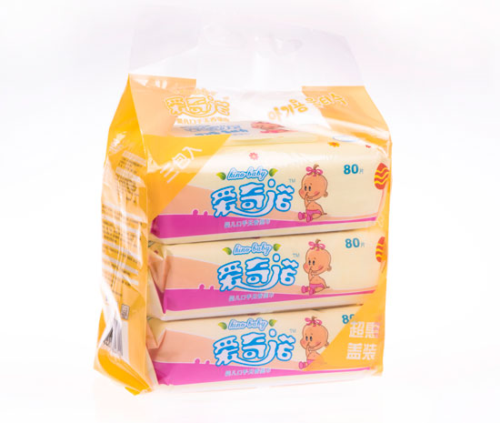 愛奇諾荷荷巴油嬰兒口手無香80片枕式加蓋三聯(lián)包(黃)2