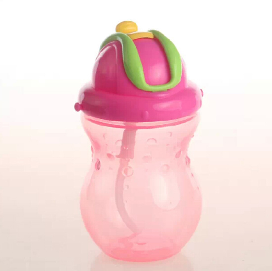 圣嬰島兒童吸管防漏飲水杯粉色