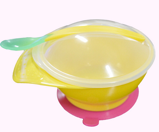 晶瑩硅膠吸盤碗單耳感溫碗兒