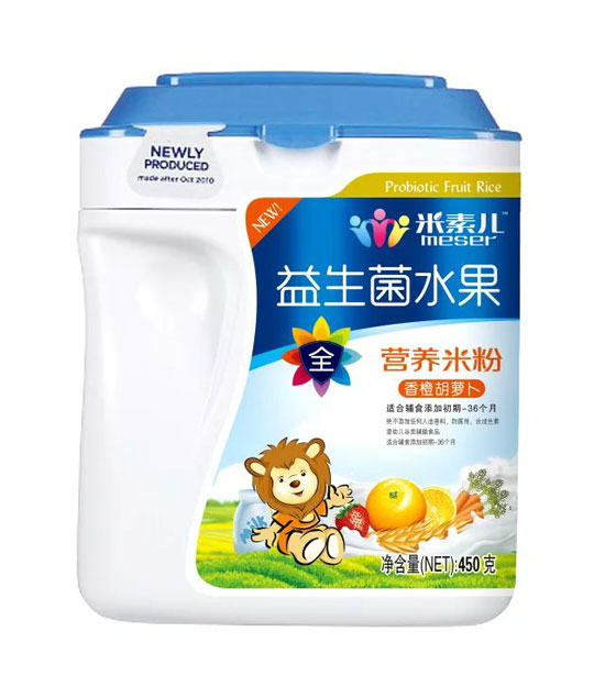 米素兒益生菌水果香橙胡蘿卜營養(yǎng)米粉聽裝