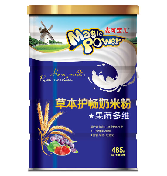麥可寶兒果蔬多維草本護(hù)暢奶米粉鐵罐裝