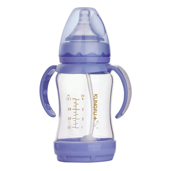 功夫?qū)氊惥с@玻璃寬口徑防脹氣自動(dòng)奶瓶紫色