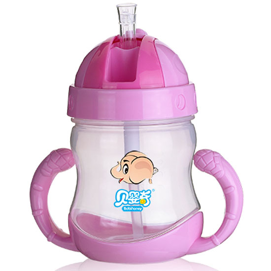 貝嬰奇滑蓋式雙耳太空杯粉色